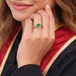 Personalised Birthstone Sterling Silver Ring with Engraved Name Year and Text Birthday Anniversary Graduation Gift for Graduates