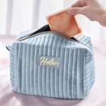 Personalised Multicolor Makeup Bag Bridesmaid Gift Set with Name Gift Box and Scrunchie 5 Pcs Bachelor Party Wedding Bridesmaid Gift for Her