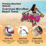 Personlig Doodle Style Quick Dry Oversized Microfiber Beach Handduk med Gradient Namn Sommar Semester Resa Användning Födelsedagspresent för familj vän barn