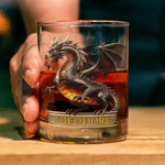 Vaso Personalizado Retro Dragon 10 oz Rock Whiskey con Nombre Regalo de Cumpleaños para Hombre Bartender Entusiasta del Whisky