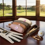 Personalised Golf Elements PU Leather Multicolour Portable Golf Storage Bag with 6 Golf Tees and Name Sports Birthday Gift for Golf Players