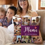 Personalized 7 Photos Red Heart Soft Throw Pillow Cover with Nickname and Text Home Decor Mother's Day Gift for Mom Grandma