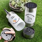 Lampe solaire personnalisée avec nom texte date et fleur - Design de papillon ou pigeon - Cadeau de Toussaint cérémonie funèbre jardinage pour famille
