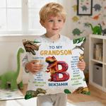 Personalised Dinosaur Soft Cushion Cover with Name and Initial Home Decor Birthday Gift for Dinosaur Lover Kid Boy