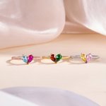 Personlig Pretty Heart Birthstone Ring Dainty Smycken Anniversaries Födelsedag Mors dag Present för kvinnor