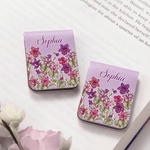 Marque-page magnétique en cuir PU personnalisé avec nom et fleur de naissance - Cadeau d'anniversaire pour les passionnés de lecture