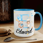 Personalisierte niedlichen Cartoon Charakter Initial 11 oz/15 oz Keramikbecher mit Namen und Griff Geburtstag Geschenk für Jungen Mädchen