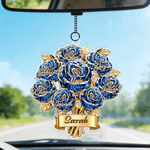Personalized Crystal Rose Bouquet Butterfly Suncatcher Acrylic Ornament with 1-8 Names and Title Home Decor Mother's Day Birthday Gift for Family Mom