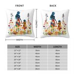 Personalised Colourful Mom Daughter Silhouette Soft Cushion Cover with Name and Birth Flower Mother's Day Birthday Gift for Mom Grandmother