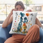 Personalised Colourful Mom Daughter Silhouette Soft Cushion Cover with Name and Birth Flower Mother's Day Birthday Gift for Mom Grandmother