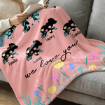 Spersonalizowany miękki koc w kwiaty z 1-8 imionami, tytułem i tekstem Home Decor Urodziny, Dzień Matki, prezent dla mamy i babci
