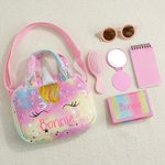 Personalized Glitter Fantasy Unicorn 6-Piece Wallet Set with Name Back to School Children's Day Birthday Gift for Girls