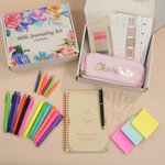 Personalized Floral Notebook Pencil Case Bible Study Kit with Name Colourful Pens and Gift Box 11 Pcs Easter Gift for Christian Catholic