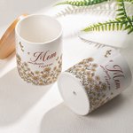 Personalized Birth Flower Butterfly Ceramic Planter Pot with Nickname and Bamboo Tray Daily Use Mother's Day Gift for Mom Grandma