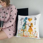Personalised Colourful Mom Daughter Silhouette Soft Cushion Cover with Name and Birth Flower Mother's Day Birthday Gift for Mom Grandmother