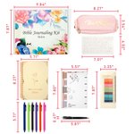 Personalized Floral Notebook Pencil Case Bible Study Kit with Name Colourful Pens and Gift Box 11 Pcs Easter Gift for Christian Catholic