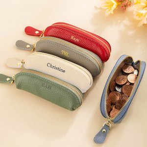 Personalized Multicolor Mini PU Leather Coin Purse Makeup Bag with Name Daily Travel Accessories Birthday Gift for Women