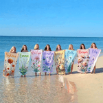 Personalisierte Geburt Blume schnell trocknend überdimensioniert Mikrofaser Strandtuch mit Namen Reise Essentials Strand Party Geschenk für Familie Freund