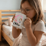 Personalisierte niedlichen Cartoon Charakter Initial 11 oz/15 oz Keramikbecher mit Namen und Griff Geburtstag Geschenk für Jungen Mädchen