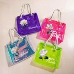 Personalisierte Strandtasche mit irisierender Geburtsblume und Initiale | mit Namen | Transparent | Tote Bag | Sommer Urlaub JGA Geschenk für Frauen