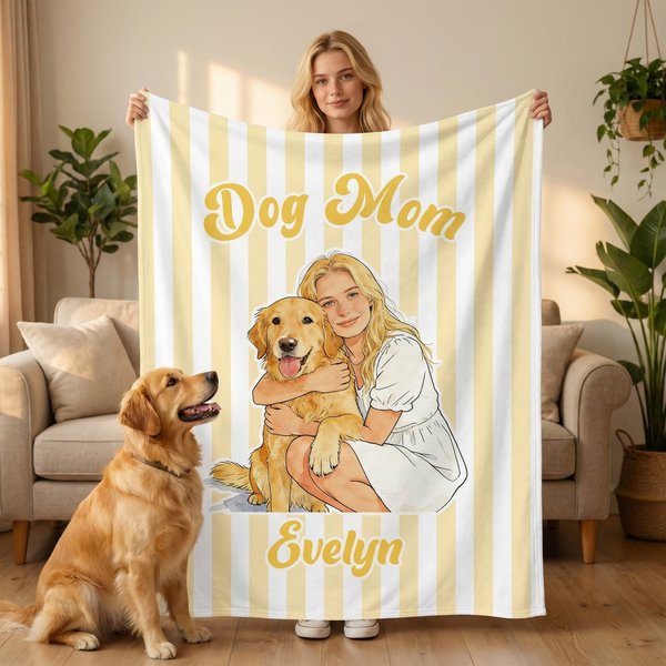 Personalised Dog Cat Photo Soft Blanket with Name Home Decor Birthday Gift for Cat Mom Dog Mom Pet Lover