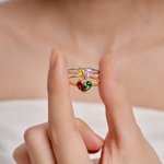 Personlig Pretty Heart Birthstone Ring Dainty Smycken Anniversaries Födelsedag Mors dag Present för kvinnor