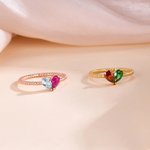 Personlig Pretty Heart Birthstone Ring Dainty Smycken Anniversaries Födelsedag Mors dag Present för kvinnor