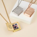 Personalised Photo Album Necklace with 2-6 Photos and Text Dainty Jewellery Birthday Anniversary Mother's Day Gift for Women Mom