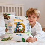 Personalised Dinosaur Soft Cushion Cover with Name and Initial Home Decor Birthday Gift for Dinosaur Lover Kid Boy