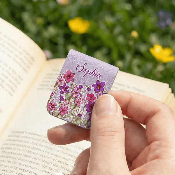 Gepersonaliseerde Geboortebloem Magnetische PU Lederen Bladwijzer Clip met Naam Dagelijks Lezen Boek Club Verjaardagscadeau voor boekenwurm Boekenliefhebber