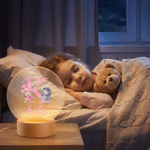 Spersonalizowana lampka nocna LED z imieniem i drewnianą podstawą Urodzinowy prezent dla dziecka na baby shower dla dzieci