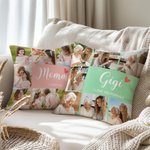 Personalized 7 Photos Red Heart Soft Throw Pillow Cover with Nickname and Text Home Decor Mother's Day Gift for Mom Grandma