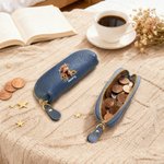 Personalized Sunflower Highland Cow Mini PU Leather Coin Purse with Name Travel Essential Birthday Daily Use Christmas Gift for Women