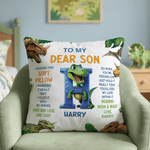 Personalised Dinosaur Soft Cushion Cover with Name and Initial Home Decor Birthday Gift for Dinosaur Lover Kid Boy