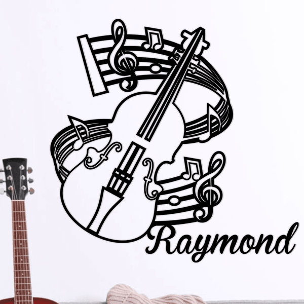 Personalized Creative Guitar Note Music Pattern Metal Sign with Name Home Wall Decor Birthday Gift for Musicians Music Lovers
