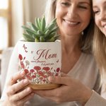 Personalized Birth Flower Butterfly Ceramic Planter Pot with Nickname and Bamboo Tray Daily Use Mother's Day Gift for Mom Grandma