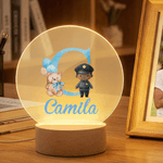Personalisierte Ballon niedlichen Bären Cartoon Charakter Initial LED Nachtlicht mit Namen und hölzernen Basis Geburtstag Baby Dusche Geschenk für Kinder