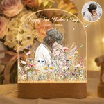 Personalized Hand-Painted Watercolour Style Photo Acrylic Night Light with Name and Title Room Decor Mother's Day Birthday Gift for Newborns Mom