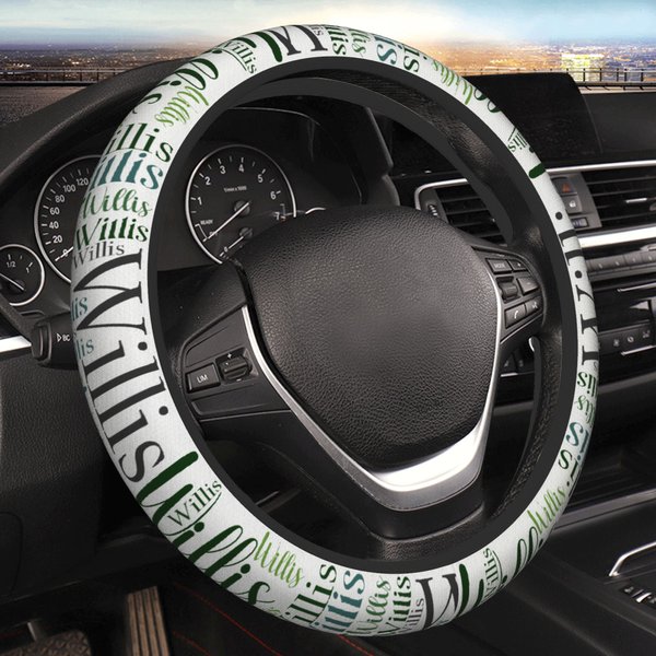 Personalisierte Multi-Color Wort Wolke Auto-Lenkrad-Schutzhülle mit Namen Geburtstag Jahrestag Geschenk für Familie Freund Autobesitzer