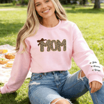 Personalized Retro Leopard Print Design Multicolor Soft Sweatshirt Hoodie with Title and Name Birthday Mother's Day Gift for Mom Grandma