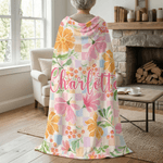 Gepersonaliseerde Bloem Kleurrijk Geruit Design Zachte Deken met Naam Home Decor Moederdag Verjaardagscadeau voor Vrouw