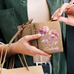Personalized Pearl Effect Birth Flower Tri-Fold PU Leather Wristlet Wallet with Card Holder and Name Birthday Mother's Day Gift for Woman Mom