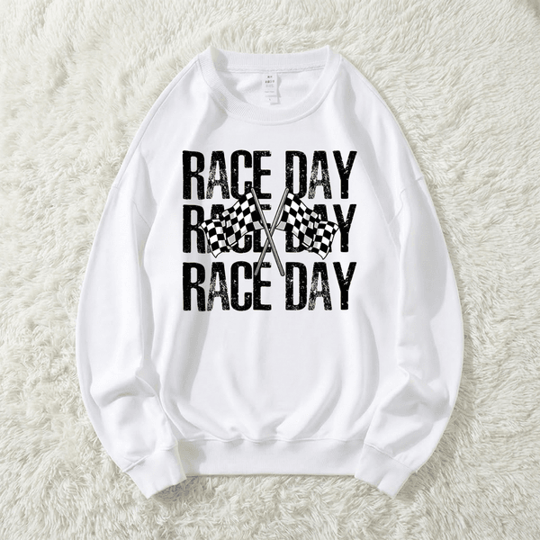 Personalized Multicolor Retro Race Day Design Soft T-shirt Sweatshirt with Name Game Day Birthday Gift for Racer Lovers