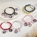 Personalizada 1-5 Fotos Cruz de cuentas elástico Stretch pulsera conmemorativa religiosa regalo para las mujeres cristianas