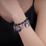 Personalizada 1-5 Fotos Cruz de cuentas elástico Stretch pulsera conmemorativa religiosa regalo para las mujeres cristianas