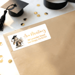 Personalized Graduation Cap Animal Waterproof Stickers with Name Return Address Label Celebration Party Decor Graduation Ceremony Gift for Graduates