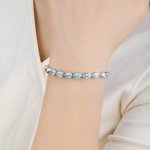 Personalised Teardrop Birthstone Tennis Bracelet Elegant Dainty Jewellery Birthday Mother's Day Anniversary Gift for Mom Wife Girlfriend Friend