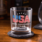 Personalized American Flag Statue of Liberty 10 oz Rock Whiskey Glass with Name and Year Father's Day Birthday Gift for Men American Culture Lovers