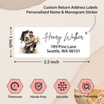 Personalized Graduation Cap Animal Waterproof Stickers with Name Return Address Label Celebration Party Decor Graduation Ceremony Gift for Graduates