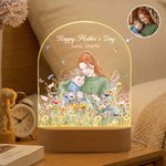Personalized Hand-Painted Watercolour Style Photo Acrylic Night Light with Name and Title Room Decor Mother's Day Birthday Gift for Newborns Mom